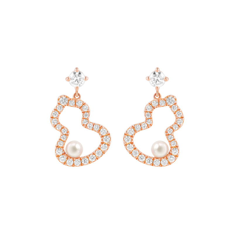 Qeelin Wulu Petite Diamond and Akoya Pearls Earring-Qeelin Wulu Petite Diamond and Akoya Pearls Earring