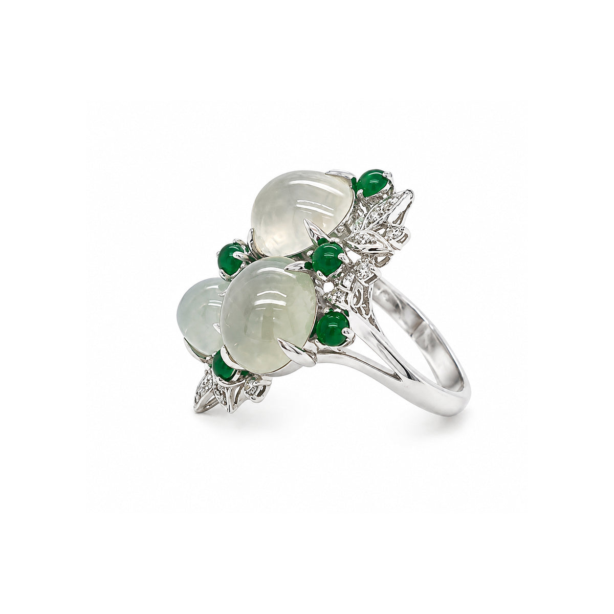 White and Green Jade Ring