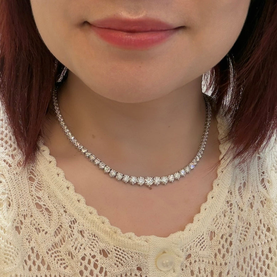 A Link Graduated Diamond Necklace - ANG11502WH-PPJ16