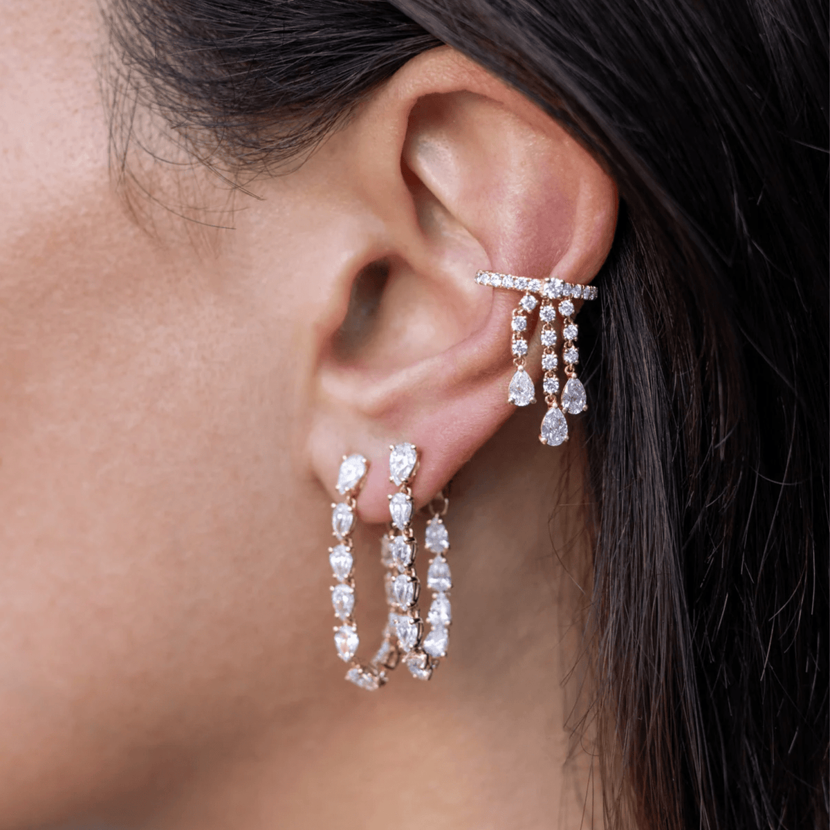 Anita Ko Carol Pear Drop Loop Earrings
