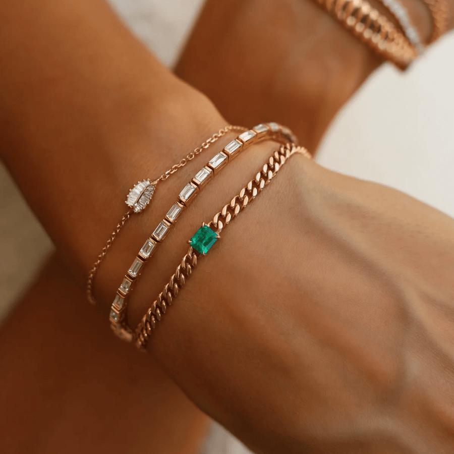 Anita Ko Emerald Cuban Link Bracelet - AKBCBEM - 4 - YG
