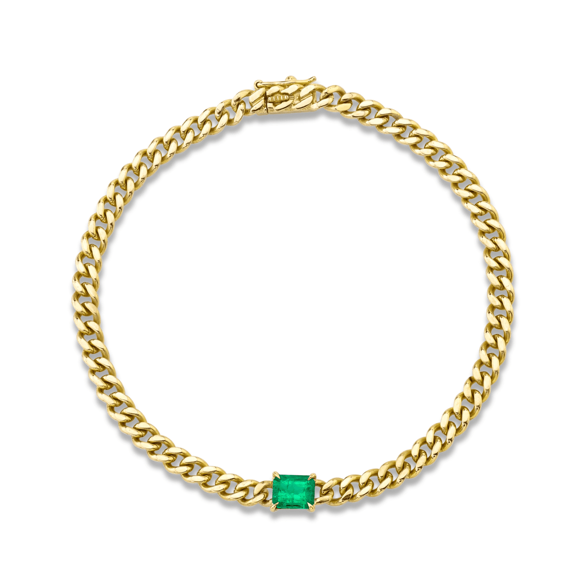 Anita Ko Emerald Cuban Link Bracelet - AKBCBEM - 4 - YG