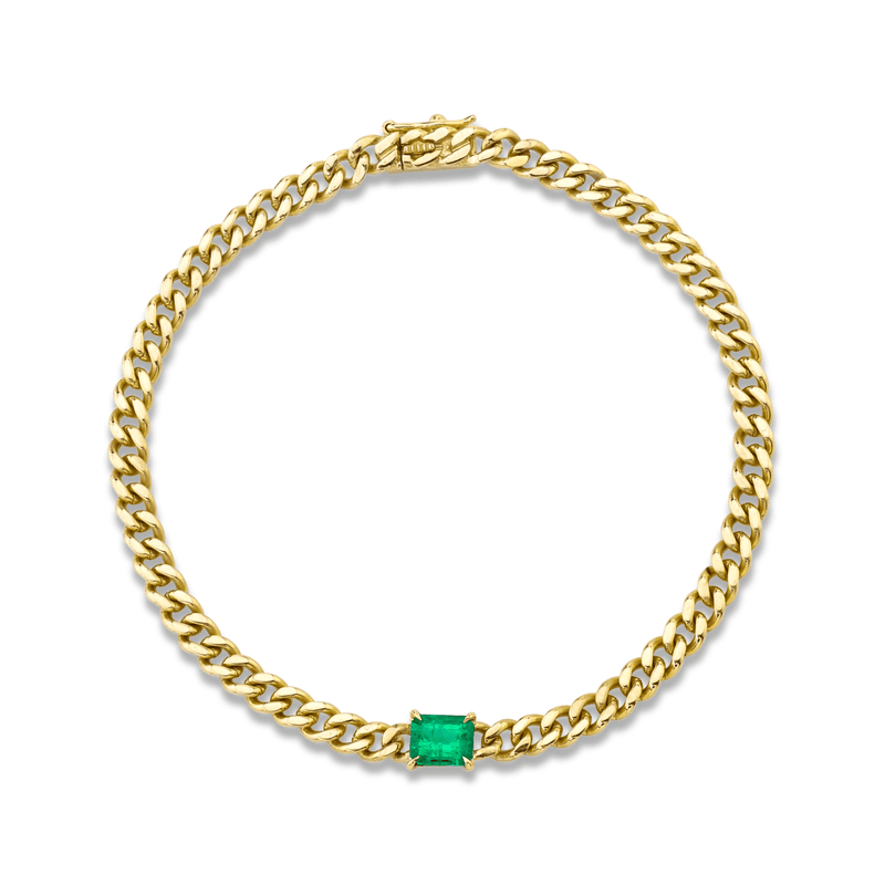 Anita Ko Emerald Cuban Link Bracelet-Anita Ko Emerald Cuban Link Bracelet - AKBCBEM - 4 - YG