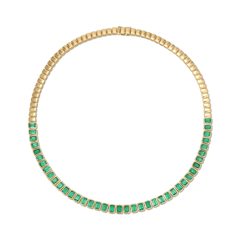 Anita Ko Emerald Cut Bezel Emerald Choker-Anita Ko Emerald Cut Bezel Emerald Choker - AKNEMCK - E149 - YG
