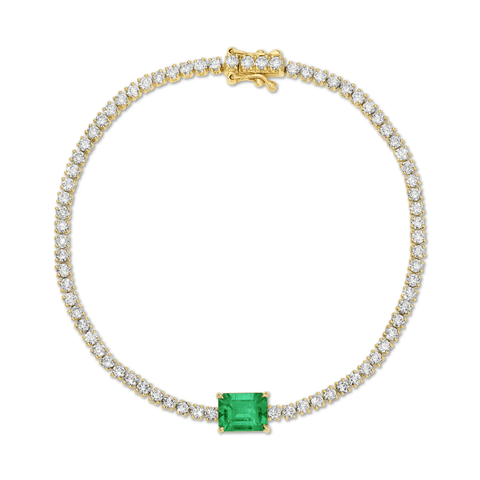 Anita Ko Emerald Diamond Hepburn Bracelet-Anita Ko Emerald Diamond Hepburn Bracelet - AKHBEM - 95 - YG