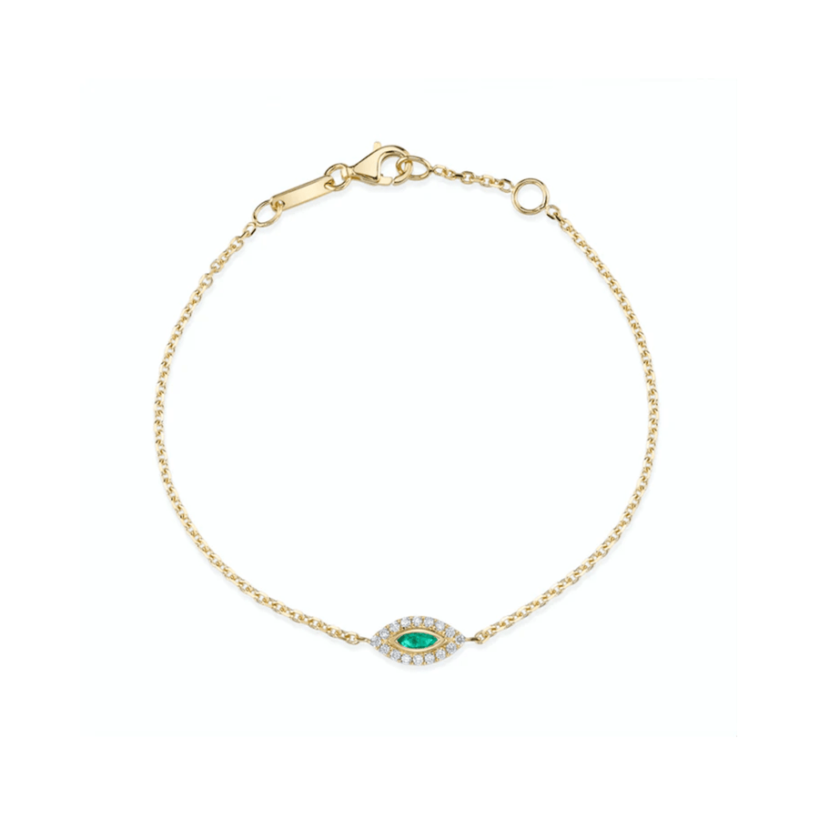 Anita Ko Emerald Evil Eye Chain Bracelet AKSEVB-EM-YG