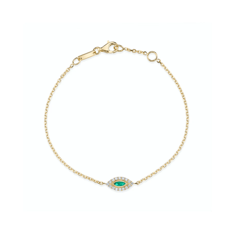 Anita Ko Emerald Evil Eye Chain Bracelet-Anita Ko Emerald Evil Eye Chain Bracelet AKSEVB-EM-YG