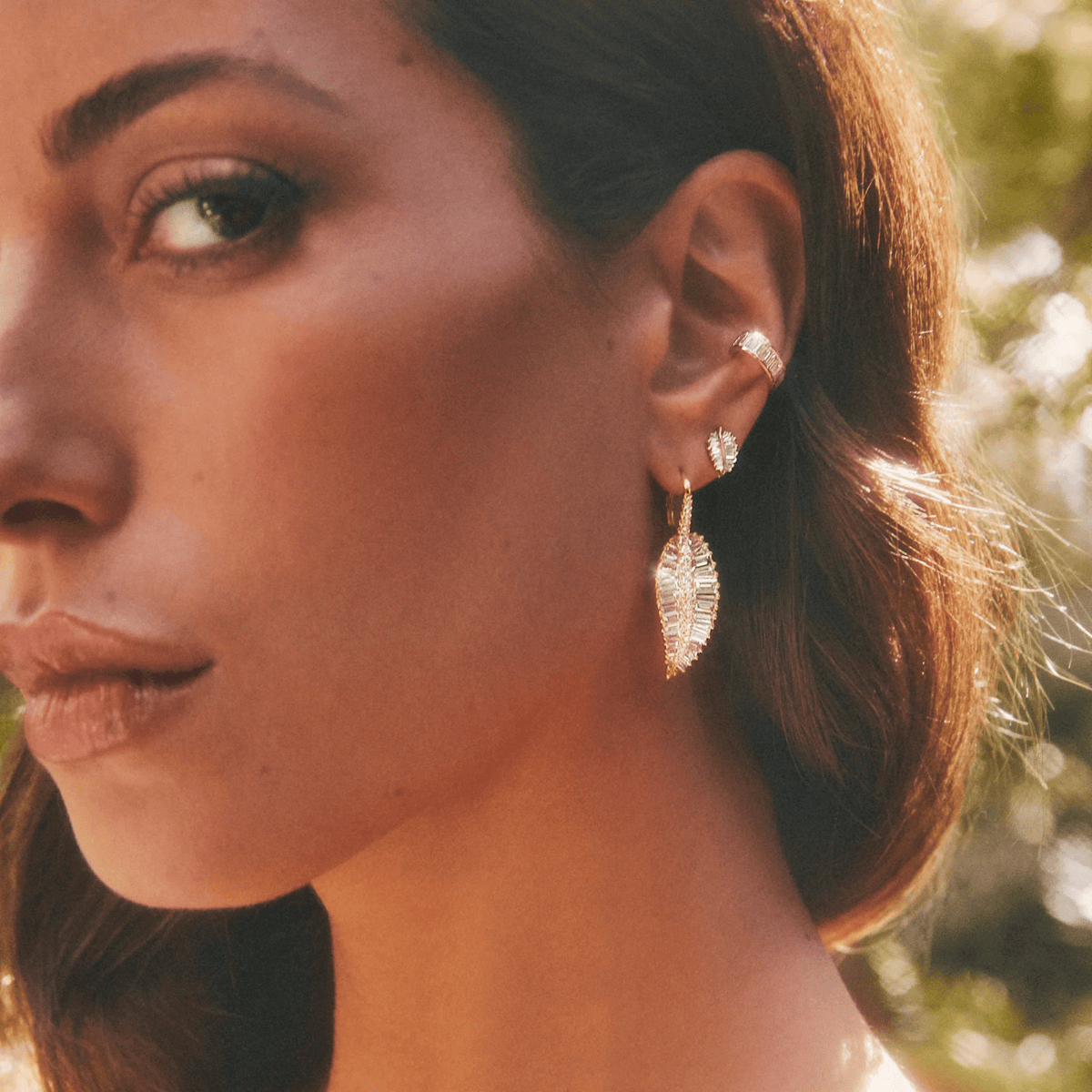 Anita Ko Large Palm Leaf Drop Earrings - AKDPLE150 - WG