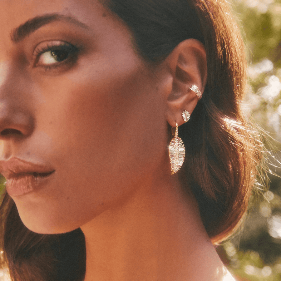 Anita Ko Large Palm Leaf Drop Earrings - AKDPLE150 - WG