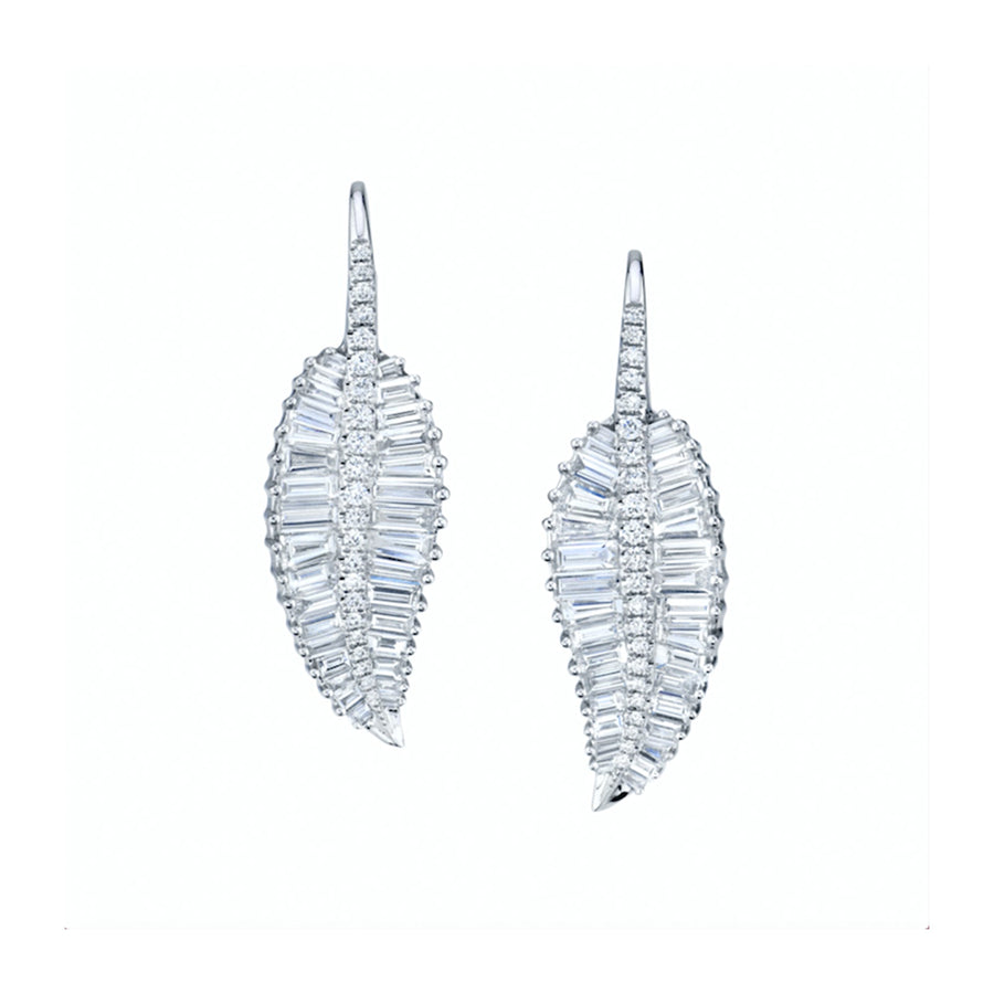 Anita Ko Large Palm Leaf Drop Earrings - AKDPLE150 - WG