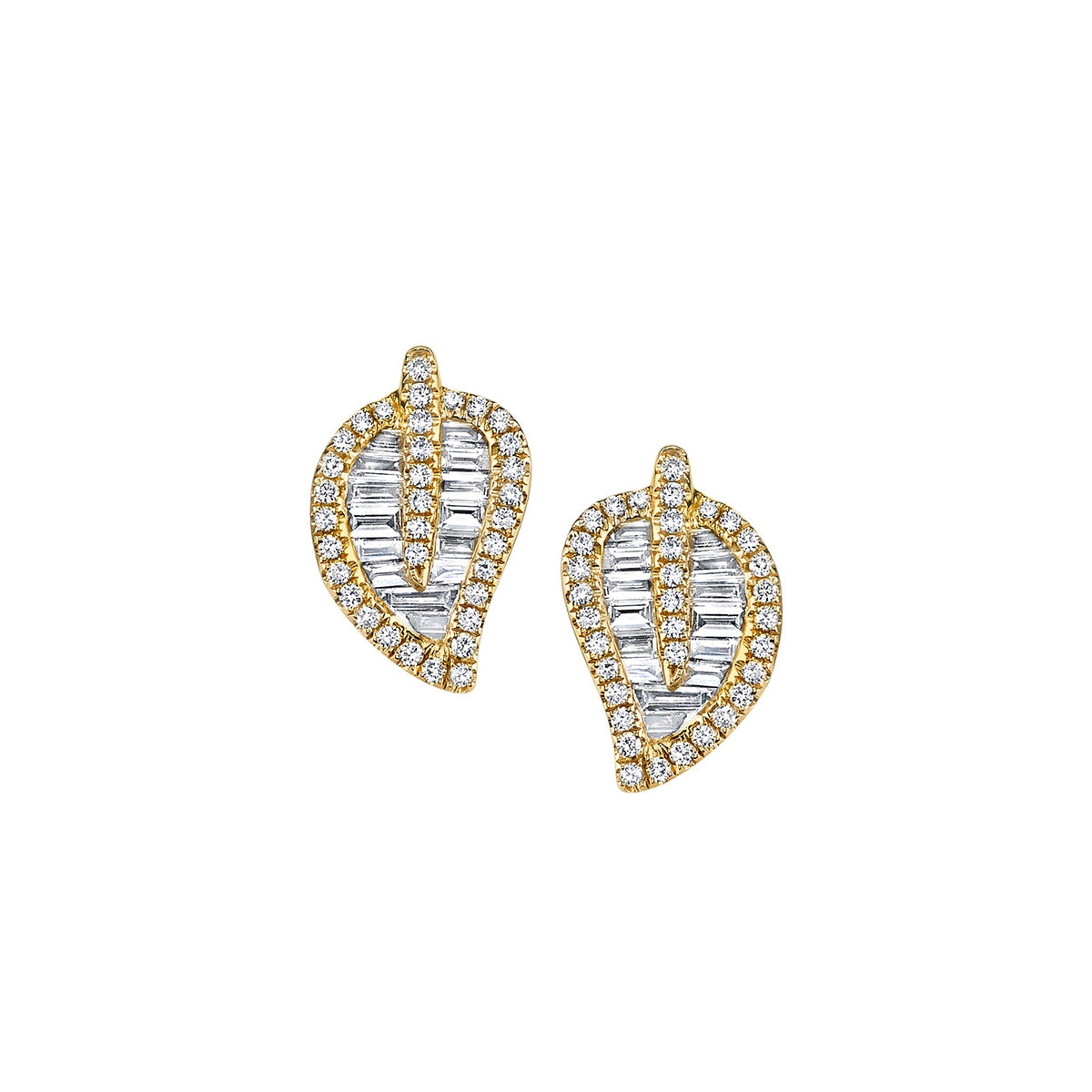 Anita Ko Medium Leaf Stud Earrings - AKLEM130 - YG