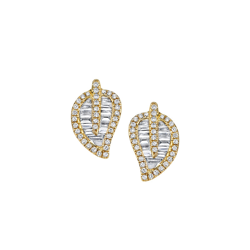 Anita Ko Medium Leaf Stud Earrings-Anita Ko Medium Leaf Stud Earrings - AKLEM130 - YG