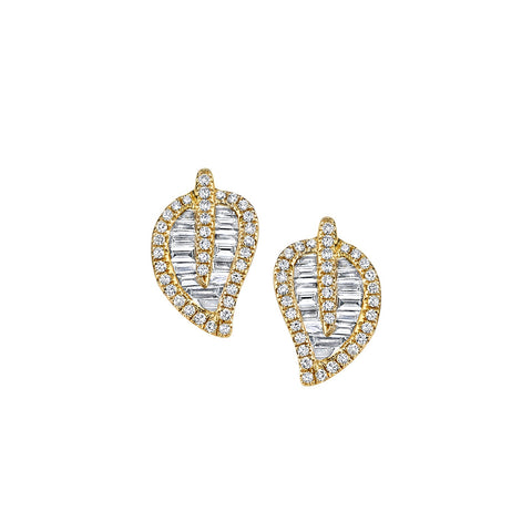 Anita Ko Medium Leaf Stud Earrings-Anita Ko Medium Leaf Stud Earrings - AKLEM130 - YG