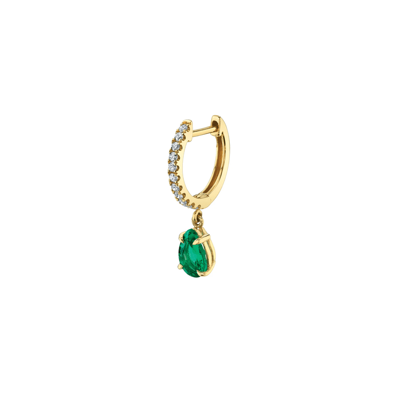 Anita Ko Single Emerald Diamond Huggie Earring-Anita Ko Single Emerald Diamond Huggie Earring - AK1HD - EM - YG