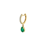 Anita Ko Single Emerald Diamond Huggie Earring-Anita Ko Single Emerald Diamond Huggie Earring - AK1HD - EM - YG