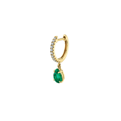 Anita Ko Single Emerald Diamond Huggie Earring-Anita Ko Single Emerald Diamond Huggie Earring - AK1HD - EM - YG
