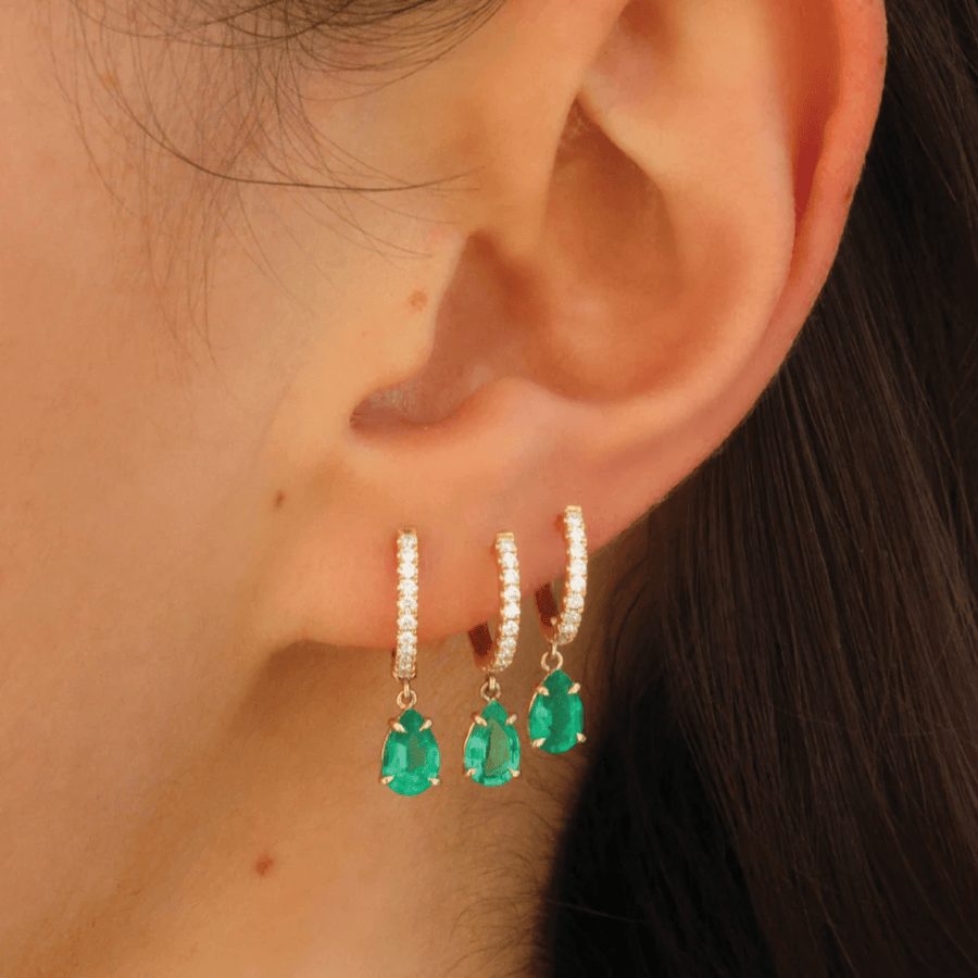 Anita Ko Single Emerald Diamond Huggie Earring - AK1HD - EM - YG