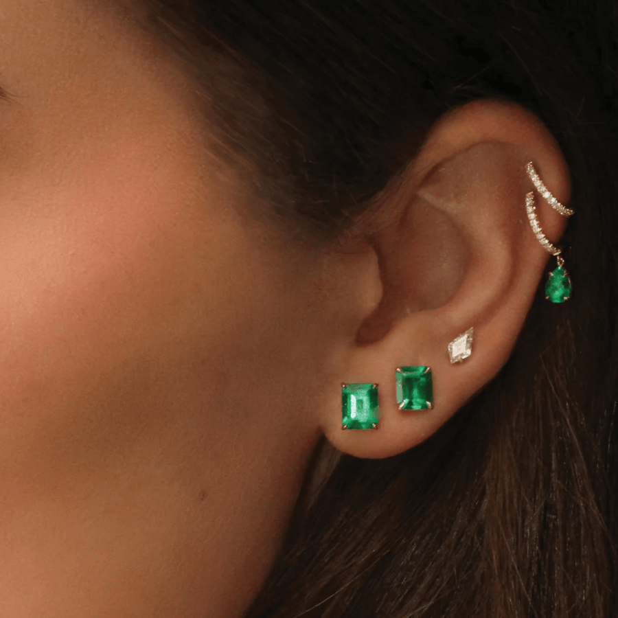 Anita Ko Single Emerald Diamond Huggie Earring - AK1HD - EM - YG