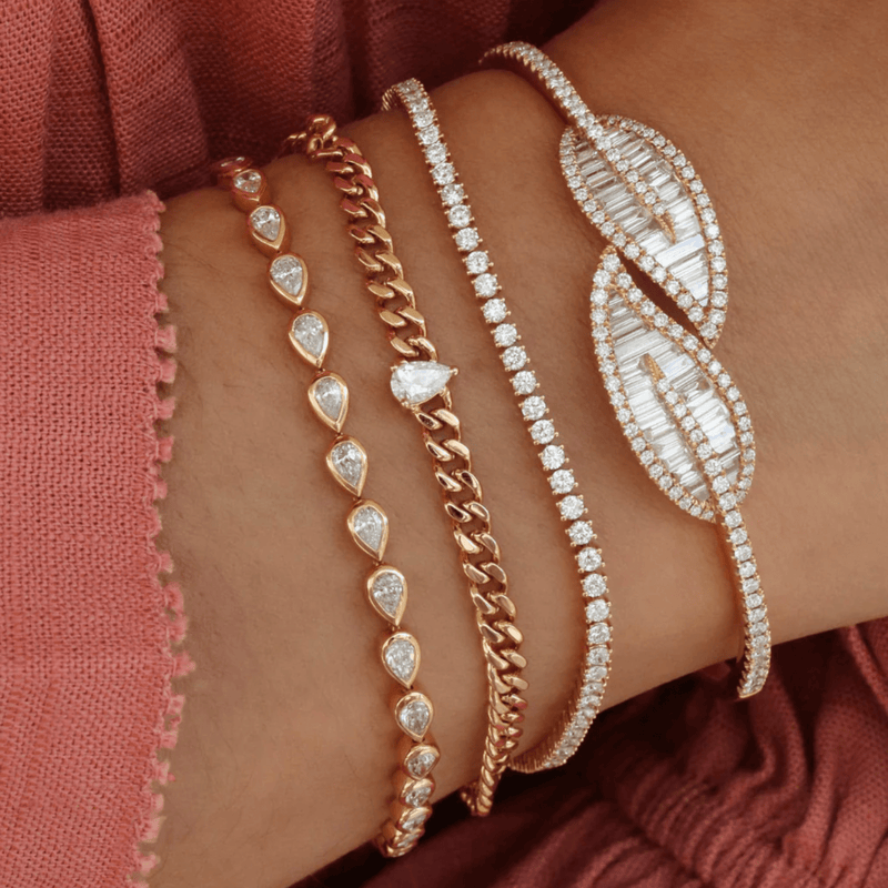 Anita Ko Small Diamond Cuban Link Bracelet-Anita Ko Small Diamond Cuban Link Bracelet - AKBCBPD - 25 - RG