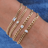 Anita Ko Small Diamond Cuban Link Bracelet-Anita Ko Small Diamond Cuban Link Bracelet - AKCBLDBR - 25 - YG
