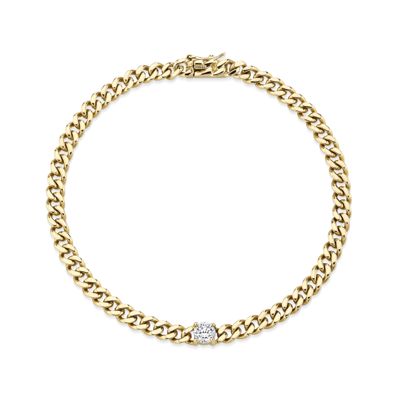 Anita Ko Small Diamond Cuban Link Bracelet-Anita Ko Small Diamond Cuban Link Bracelet - AKCBLDBR - 25 - YG