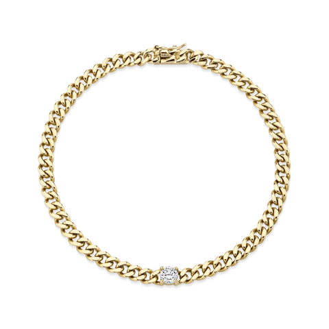 Anita Ko Small Diamond Cuban Link Bracelet-Anita Ko Small Diamond Cuban Link Bracelet - AKCBLDBR - 25 - YG