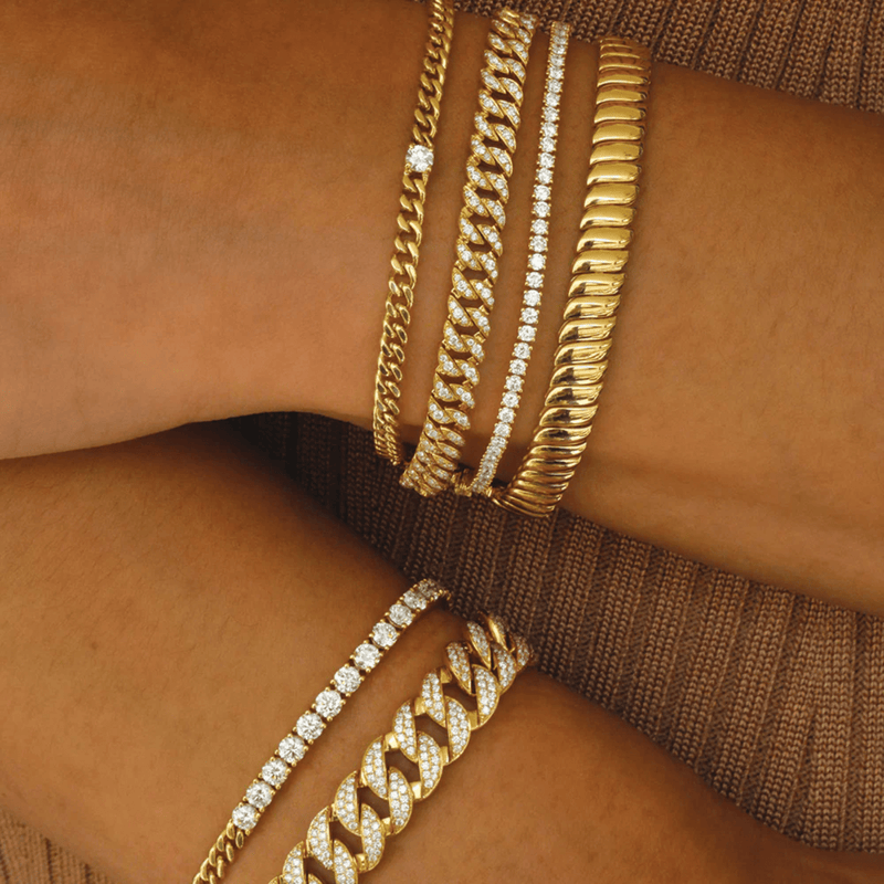 Anita Ko Small Diamond Cuban Link Bracelet-Anita Ko Small Diamond Cuban Link Bracelet - AKCBLDBR - 25 - YG