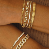 Anita Ko Small Diamond Cuban Link Bracelet-Anita Ko Small Diamond Cuban Link Bracelet - AKCBLDBR - 25 - YG