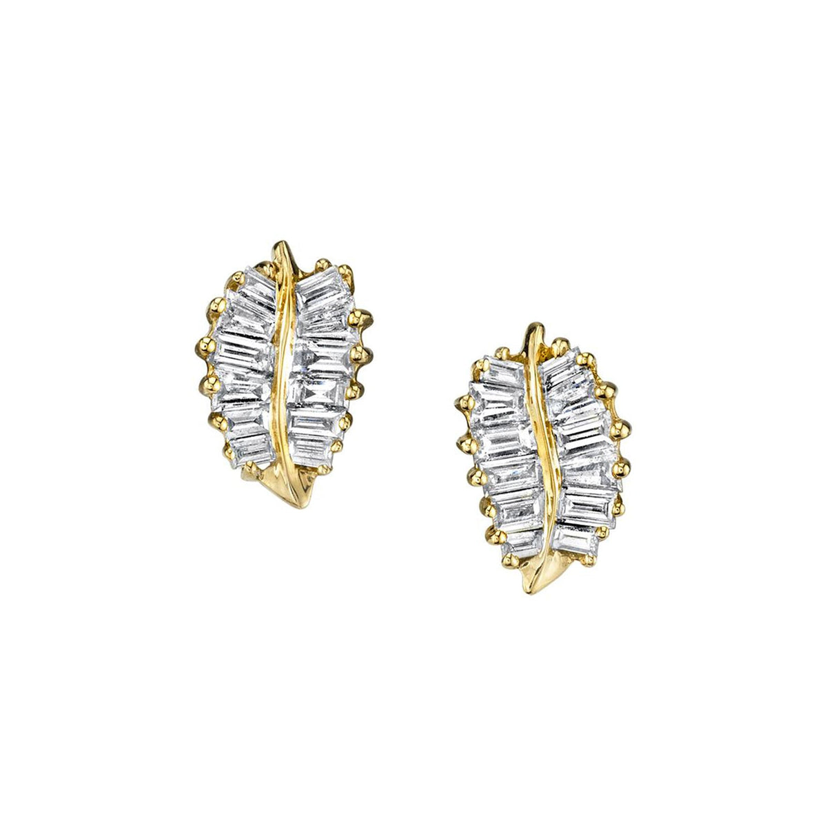 Anita Ko Small Diamond Palm Leaf Stud Earrings - AKPLE - 10 - YG