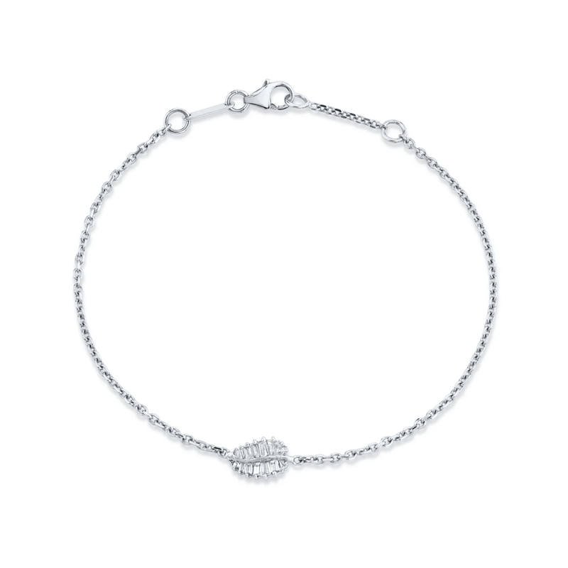 Anita Ko Small Palm Leaf Diamond Chain Bracelet-Anita Ko Small Palm Leaf Diamond Chain Bracelet - AKPLB - 10 - WG