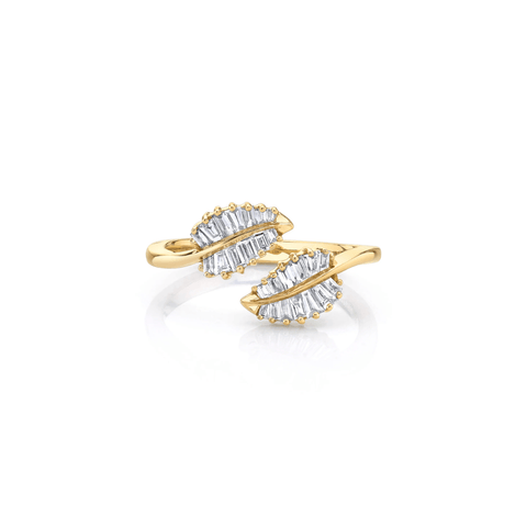 Anita Ko Small Palm Leaf Diamond Ring-Anita Ko Small Palm Leaf Diamond Ring - AKRSPL - YG