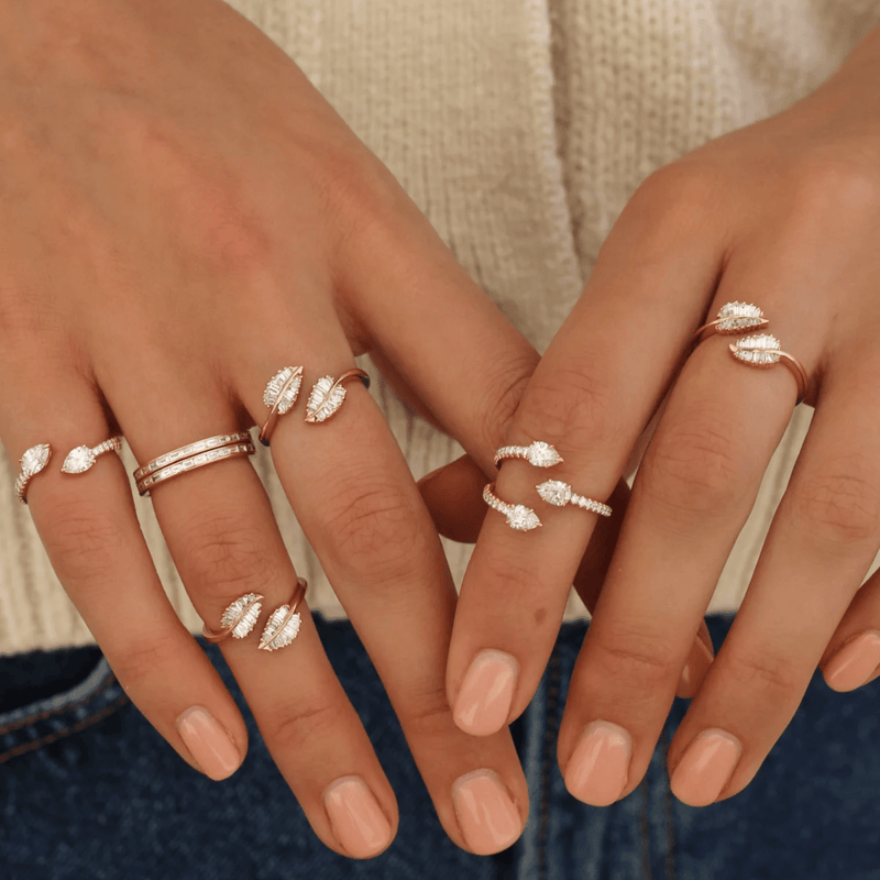 Anita Ko Small Palm Leaf Diamond Ring-Anita Ko Small Palm Leaf Diamond Ring - AKRSPL - YG