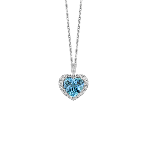 Aquamarine Diamond Necklace-Aquamarine Diamond Necklace ONSPK00349