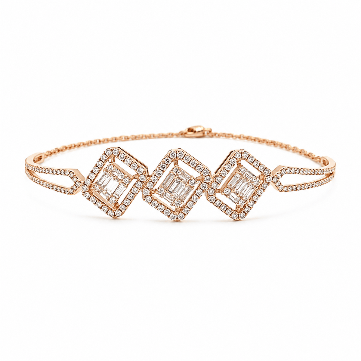 Art Deco Diamond Geometric Station Chain Bracelet