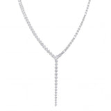 Asymmetric Round & Emerald Cut Diamond Lariat Necklace-Asymmetric Round & Emerald Cut Diamond Lariat Necklace - DNODE00133