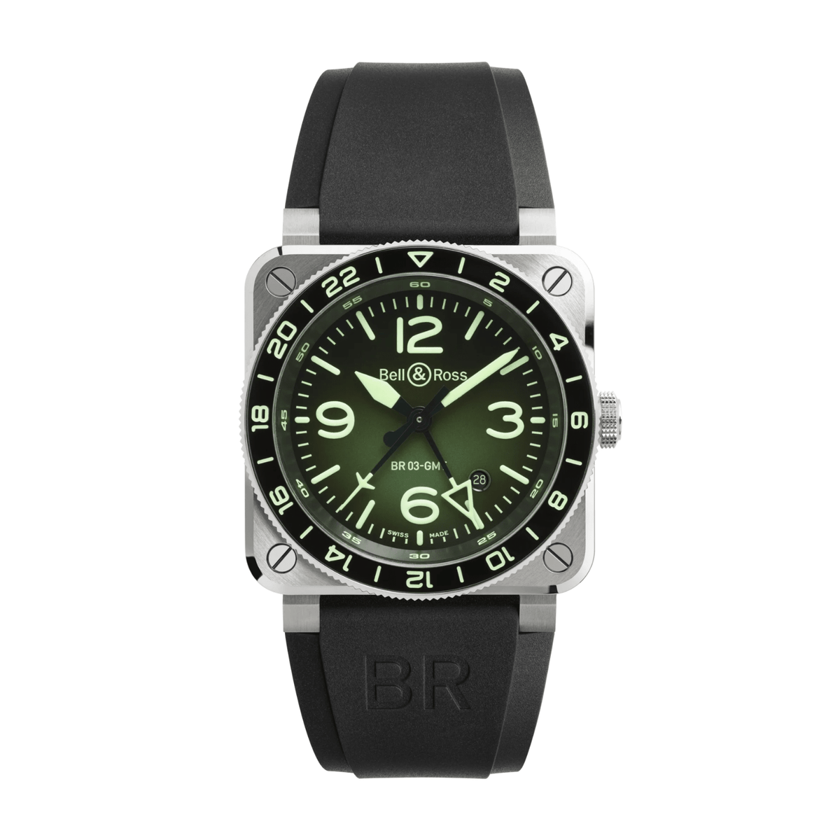 Bell & Ross BR-03 GMT Green Lum 42mm BR0393-GN-ST/SRB