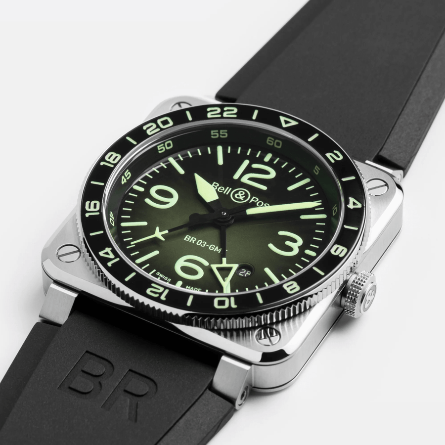 Bell & Ross BR-03 GMT Green Lum 42mm BR0393-GN-ST/SRB