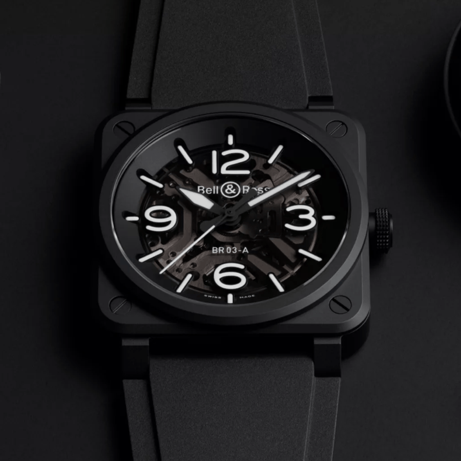 Bell & Ross BR - 03 Skeleton Black Ceramic 41mm - BR03A - BL - SKCE/SRB