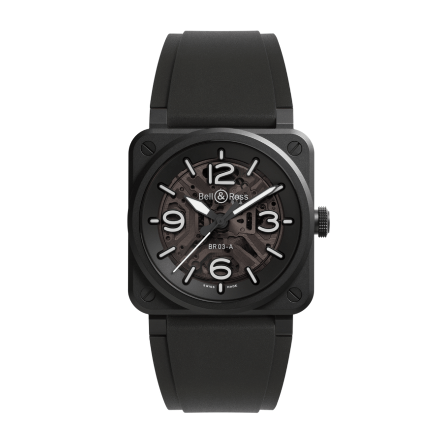 Bell & Ross BR - 03 Skeleton Black Ceramic 41mm - BR03A - BL - SKCE/SRB