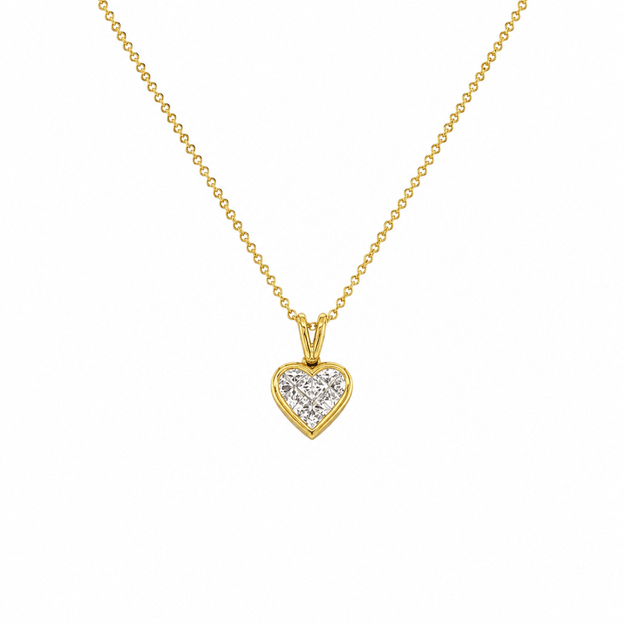 Bez ambar heart diamond necklace