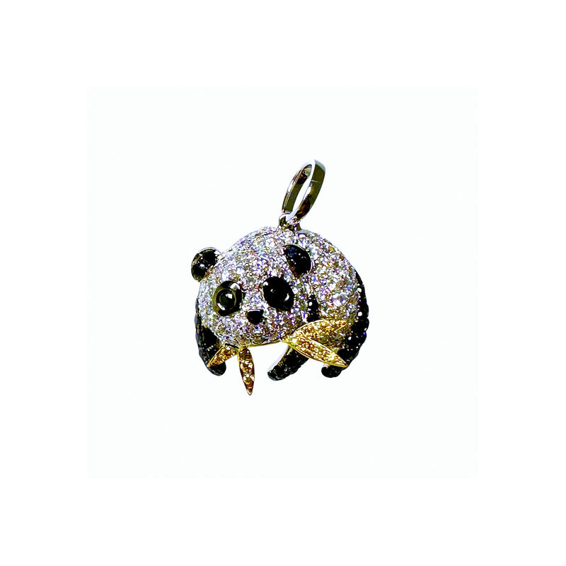 Black and White Diamond Panda Pendant-Black and White Diamond Panda Pendant - DPTIJ02133