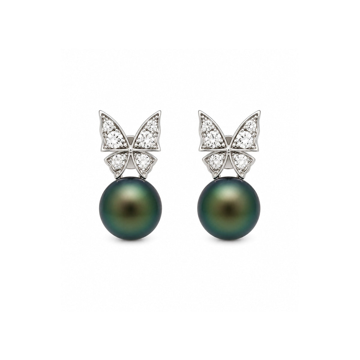 Black South Sea Pearl Diamond Earrings