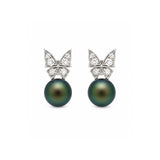 Black South Sea Pearl Diamond Earrings-Black South Sea Pearl Diamond Earrings