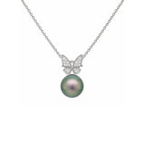 Black South Sea Pearl Diamond Necklace-Black South Sea Pearl Diamond Necklace