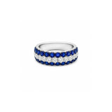 Blue Sapphire and Diamond Pavé Halfway Band-Blue Sapphire and Diamond Pavé Halfway Band