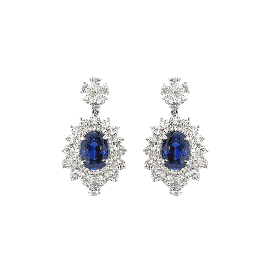 Blue Sapphire Diamond Earrings - SENEL00299