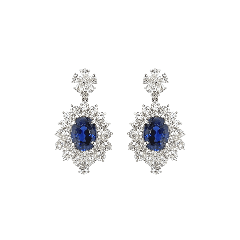 Blue Sapphire Diamond Earrings-Blue Sapphire Diamond Earrings - SENEL00299