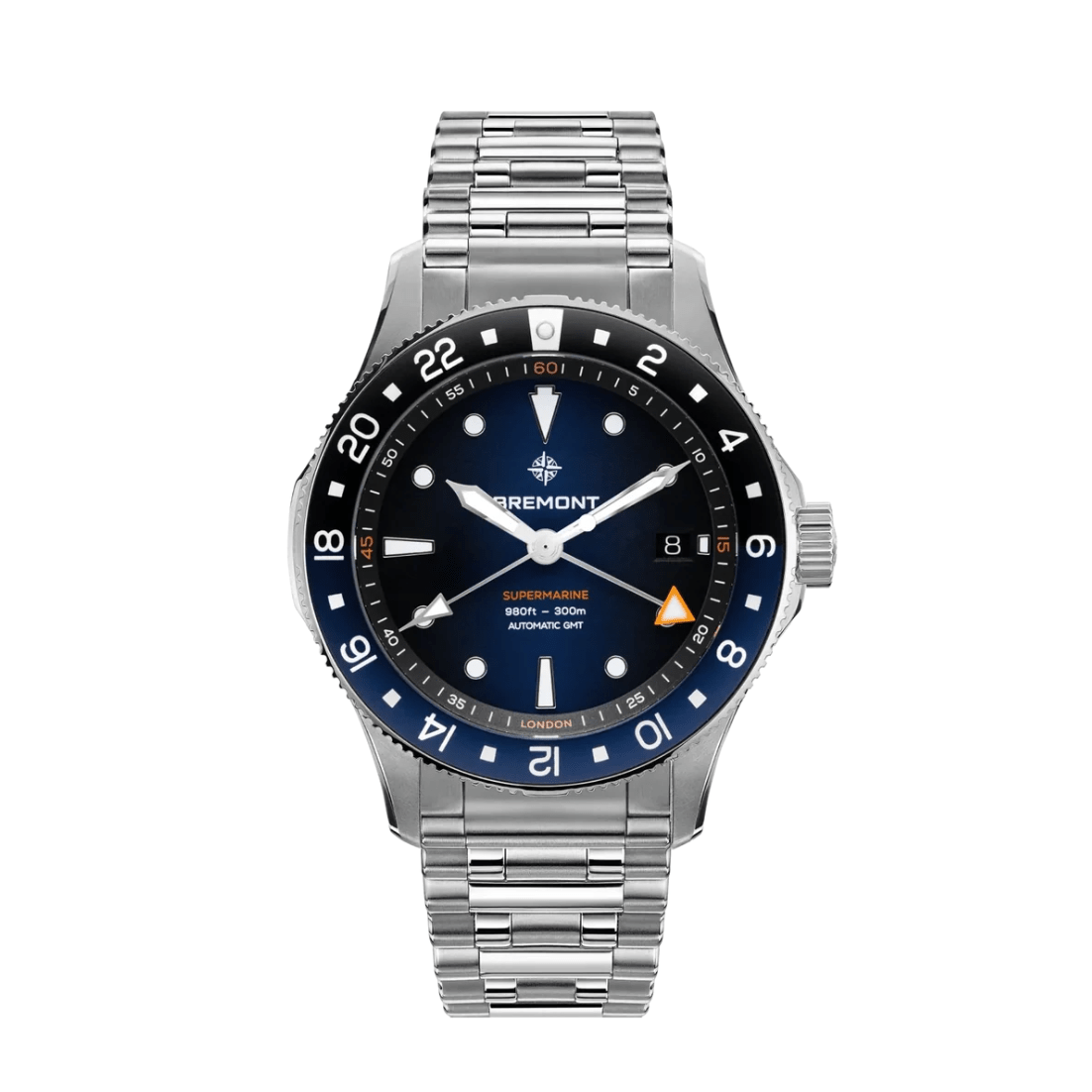 Bremont Supermarine 300m GMT Glacier Blue - SM40-GMT-SS-BLBK-B
