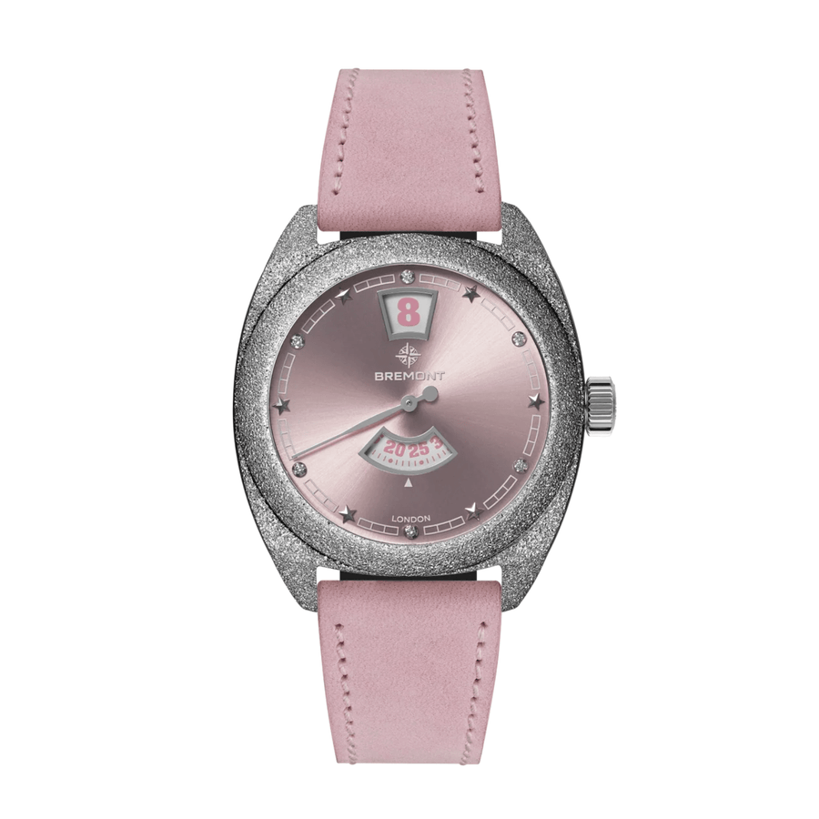 Bremont Terra Nova 35mm Jumping Hour Frosted Pink Leather Strap