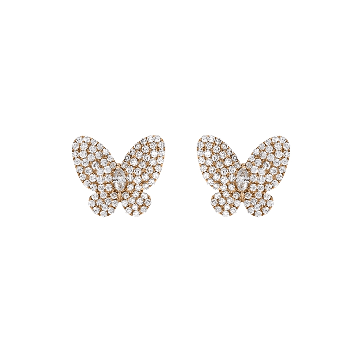 Butterfly Diamond Pavé Rose Gold Earrings